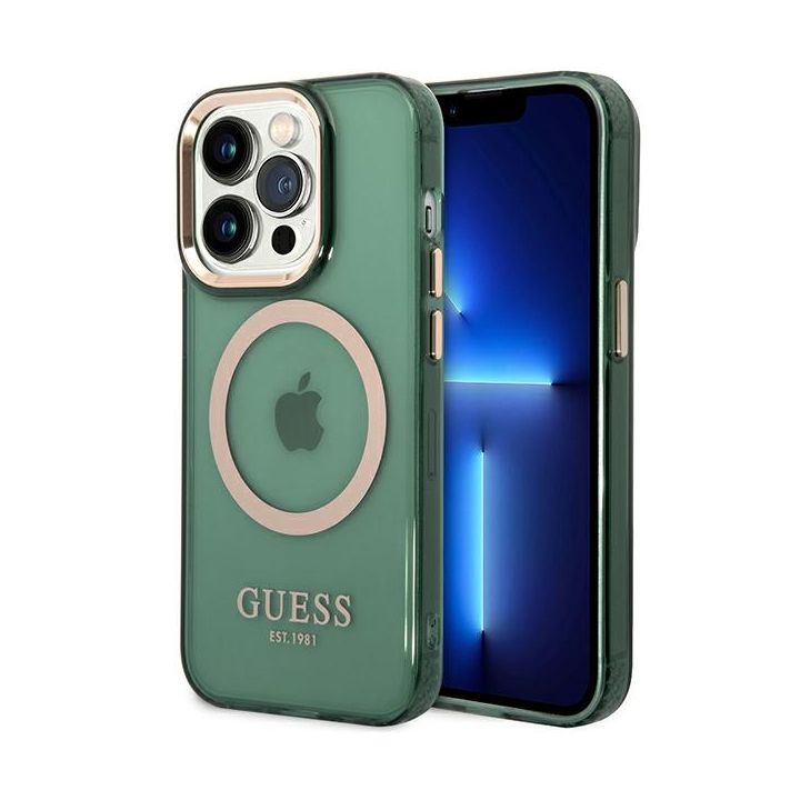 Guess GUHMP14XHTCMA iPhone 14 Pro Max6,7" zielony/khaki hard case Gold Outline Translucent MagSafe na NearMe.pl
