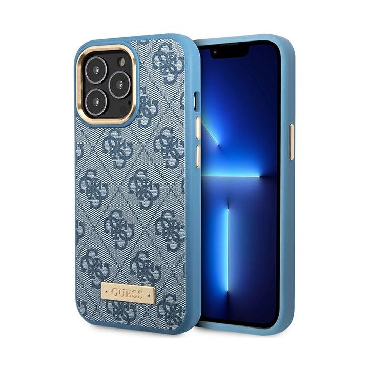 Guess GUHMP14XU4GPRB iPhone 14 Pro Max 6,7" niebieski/blue hard case 4G Logo Plate MagSafe na NearMe.pl