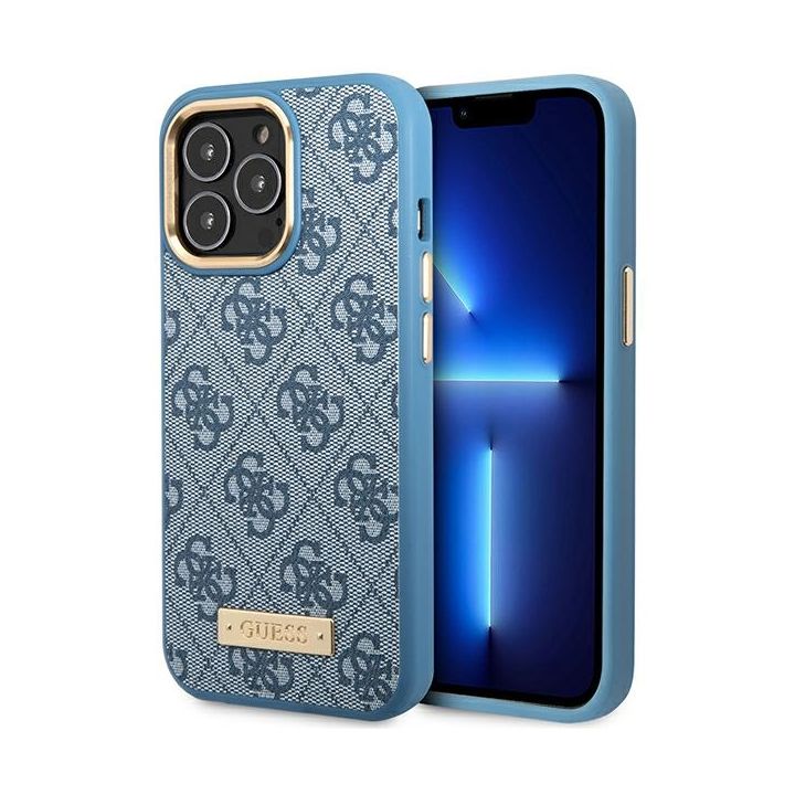 Guess GUHMP14LU4GPRB iPhone 14 Pro 6.1" niebieski/blue hard case 4G Logo Plate MagSafe na NearMe.pl