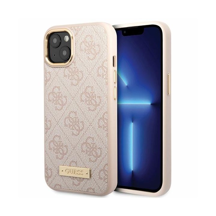 Guess GUHMP14SU4GPRP iPhone 14 / 15 / 136.1" różowy/pink hard case 4G Logo Plate MagSafe na NearMe.pl