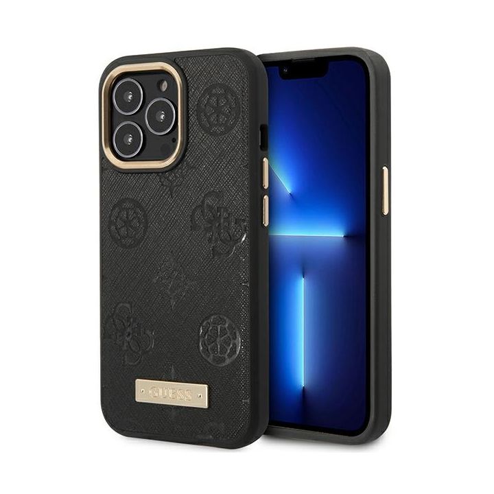Guess GUHMP14XSAPSTK iPhone 14 Pro Max 6.7" czarny/black hardcase Peony Logo Plate MagSafe na NearMe.pl