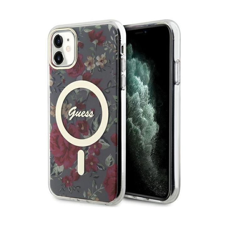 Guess GUHMN61HCFWSA iPhone 11 / Xr 6.1" zielony/khaki hardcase Flower MagSafe na NearMe.pl
