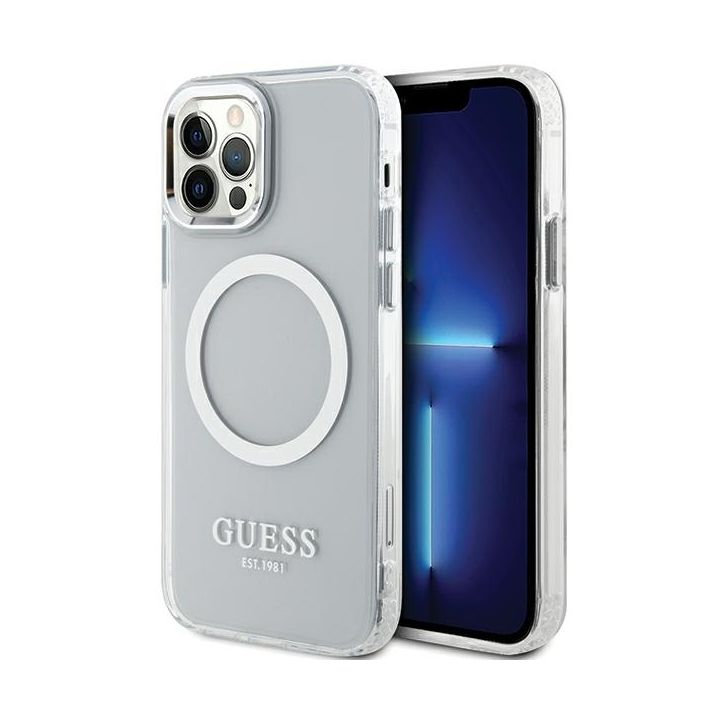 Guess GUHMP12MHTRMS iPhone 12/12 Pro 6.1" srebrny/silver hard case Metal Outline Magsafe na NearMe.pl