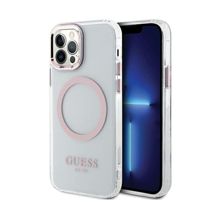 Guess GUHMP12MHTRMP iPhone 12/12 Pro 6.1" różowy/pink hard case Metal Outline Magsafe na NearMe.pl