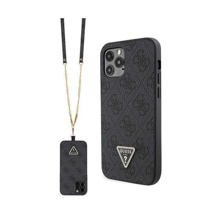 Guess GUHCP12MP4TDSCPK iPhone 12 / 12 Pro 6.1" czarny/black hardcase Crossbody 4G Metal Logo na NearMe.pl