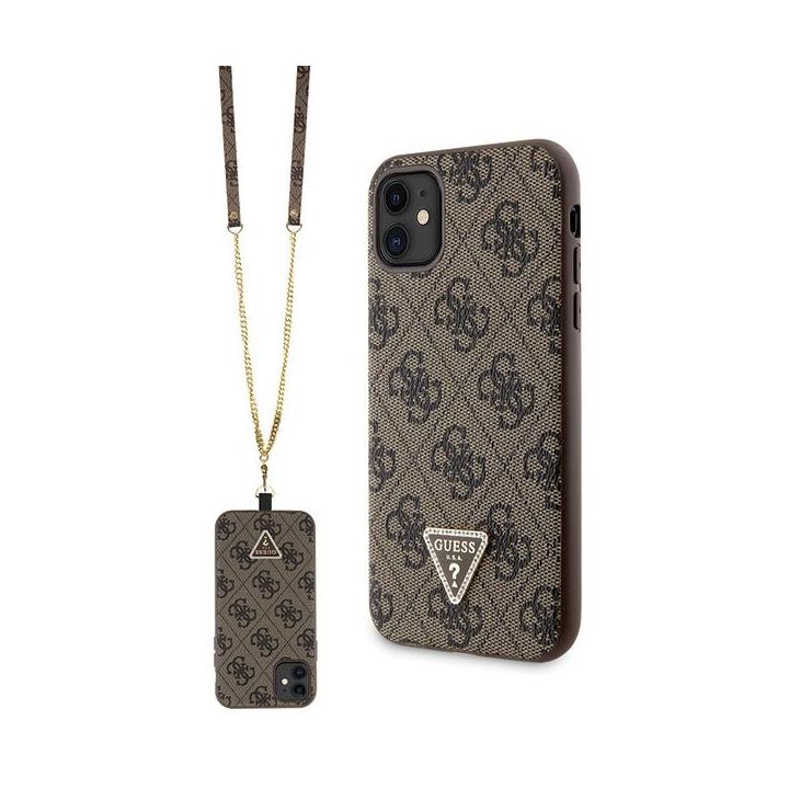 Guess GUHCN61P4TDSCPW iPhone 11 / Xr 6.1" brązowy/brown hardcase Crossbody 4G Metal Logo na NearMe.pl