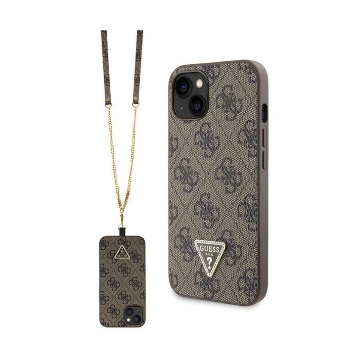 Guess GUHCP13MP4TDSCPW iPhone 13 / 14 / 15 6.1" brązowy/brown hardcase Crossbody 4G Metal Logo na NearMe.pl