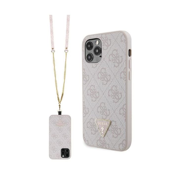 Guess GUHCP12MP4TDSCPP iPhone 12 / 12Pro 6.1" różowy/pink hardcase Crossbody 4G Metal Logo na NearMe.pl