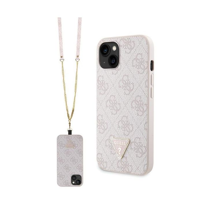 Guess GUHCP13MP4TDSCPP iPhone 13 / 14 / 15 6.1" różowy/pink hardcase Crossbody 4G Metal Logo na NearMe.pl