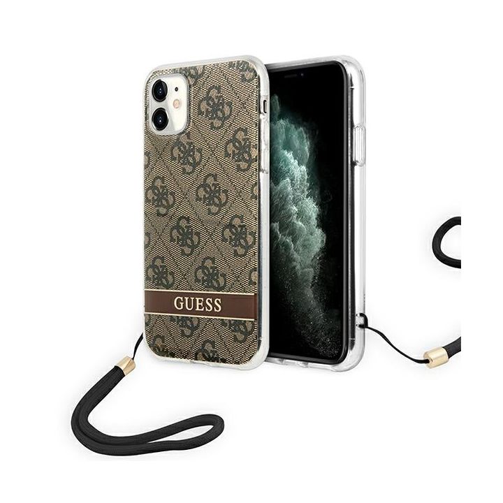Guess GUOHCN61H4STW iPhone 11brązowy/brown hardcase 4G Print Strap na NearMe.pl