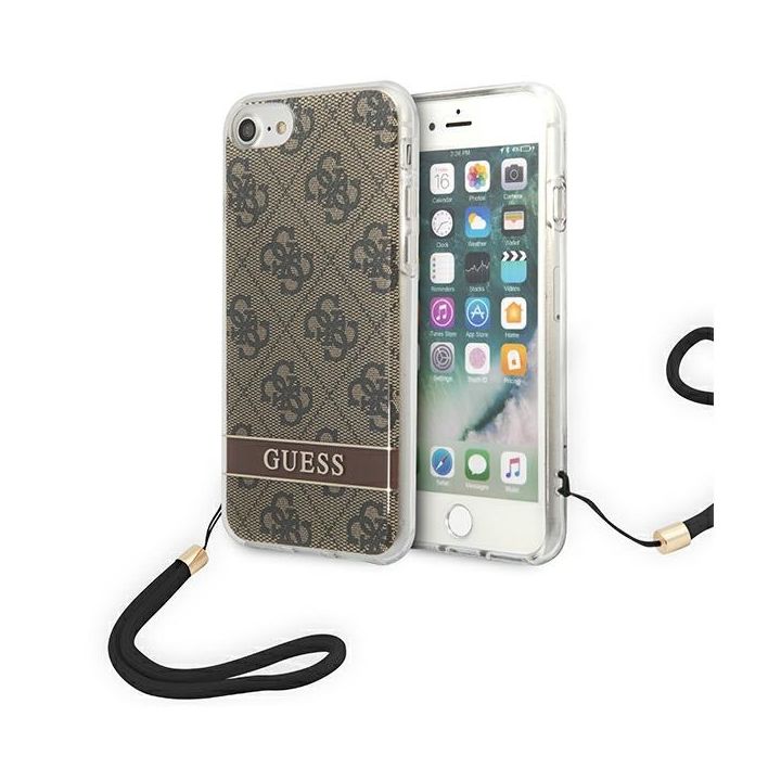 Guess GUOHCI8H4STW iPhone SE 2022 / SE 2020 / 7/ 8 brązowy/brown hardcase 4G Print Strap na NearMe.pl