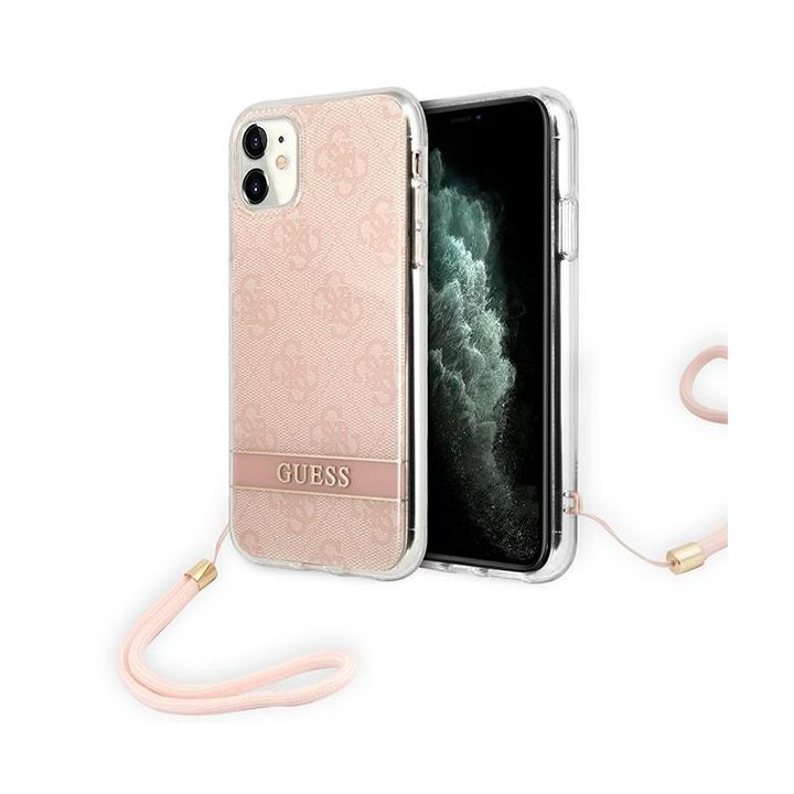 Guess GUOHCN61H4STP iPhone 11różowy/pink hardcase 4G Print Strap na NearMe.pl