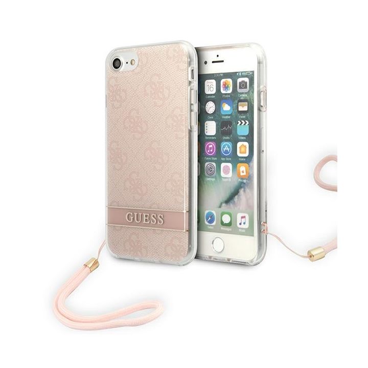 Guess GUOHCI8H4STP iPhone SE 2022 / SE 2020 / 7/ 8 różowy/pink hardcase 4G Print Strap na NearMe.pl
