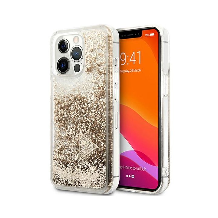 Guess GUOHCP13XGLHFLGO iPhone 13 Pro Max6,7" gold/złoty hardcase Glitter Charms na NearMe.pl