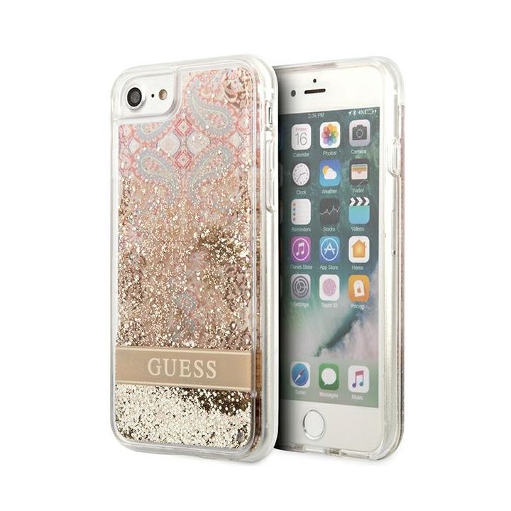 Guess GUHCI8LFLSD iPhone SE 2022 / SE 2020 / 7 / 8 złoty/gold hardcase Paisley Liquid Glitter na NearMe.pl