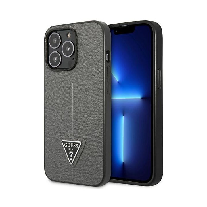 Guess GUHCP13LPSATLG iPhone 13 Pro / 13 6,1" srebrny/silver hardcase SaffianoTriangle Logo na NearMe.pl