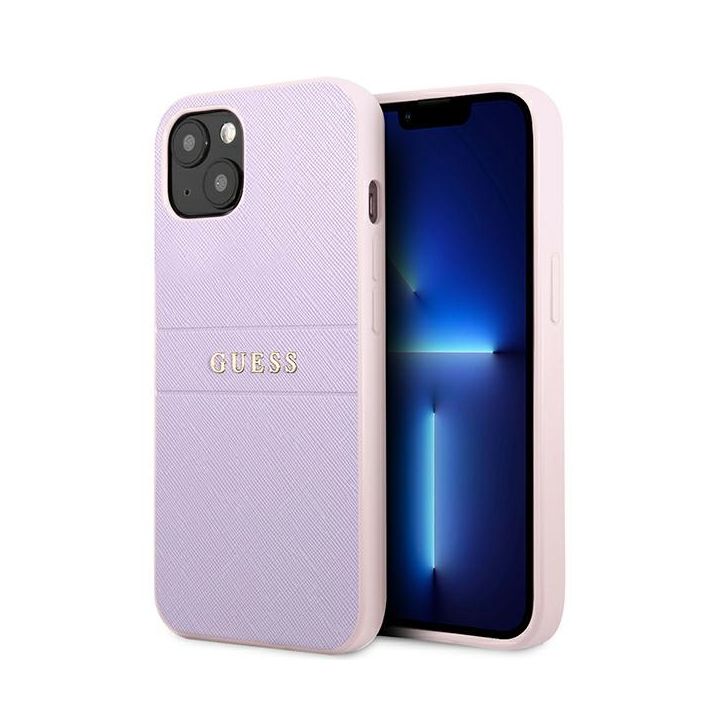 Guess GUHCP13SPSASBPU iPhone 13 mini5,4" fioletowy/purple Saffiano Hot Stamp & Metal Logo na NearMe.pl