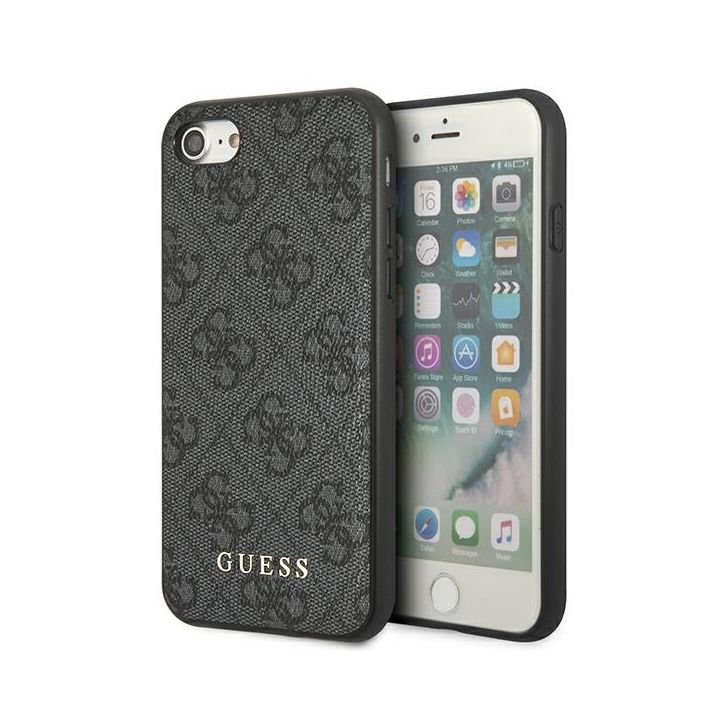 Guess GUHCI8G4GFGR iPhone SE 2022 / 2020/ 7 / 8  szary/grey hard case 4G Metal Gold Logo na NearMe.pl
