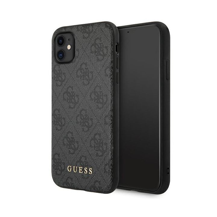Guess GUHCN61G4GFGR iPhone 11 / Xr 6,1"szary/grey hard case 4G Metal Gold Logo na NearMe.pl