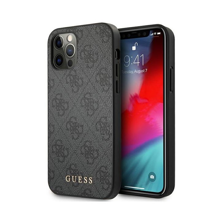 Guess GUHCP12LG4GFGR iPhone 12 Pro Max6,7" szary/grey hard case 4G Metal Gold Logo na NearMe.pl