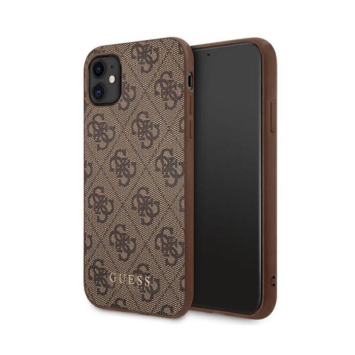 Guess GUHCN61G4GFBR iPhone 11 / Xr 6,1"brązowy/brown hard case 4G Metal Gold Logo na NearMe.pl