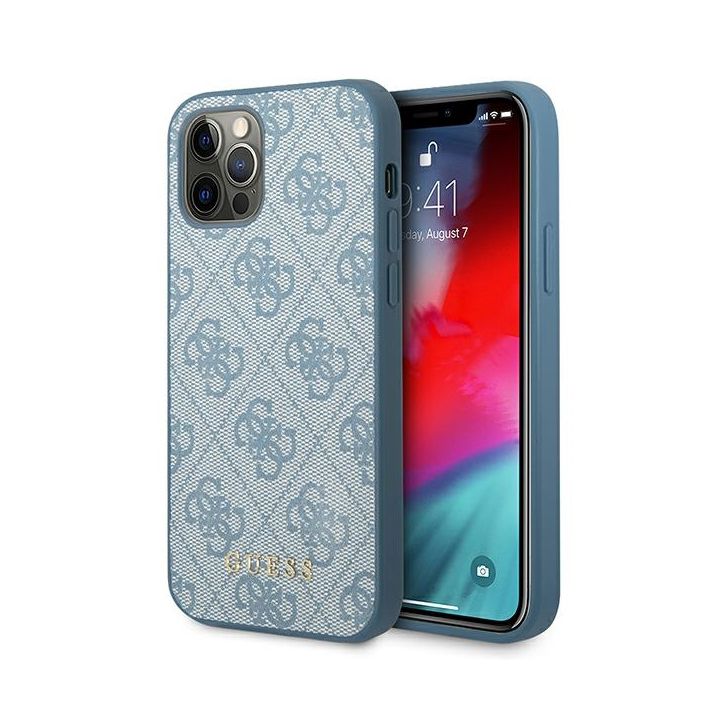 Guess GUHCP12MG4GFBL iPhone 12 / 12 Pro6,1" niebieski/blue hard case 4G Metal Gold Logo na NearMe.pl