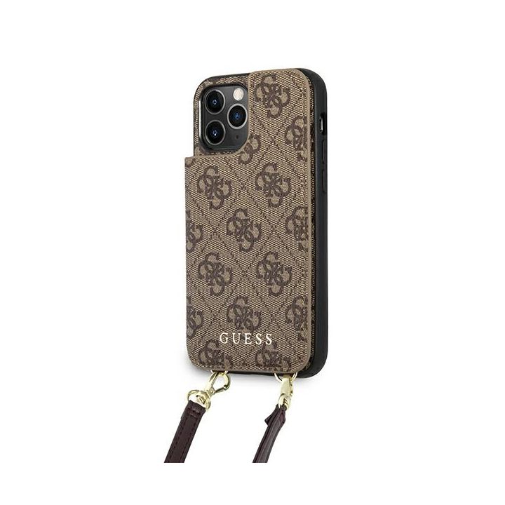 Guess GUHCP12MCB4GB iPhone 12 / 12 Pro 6,1" brązowy/brown hardcase 4G Crossbody Cardslot na NearMe.pl
