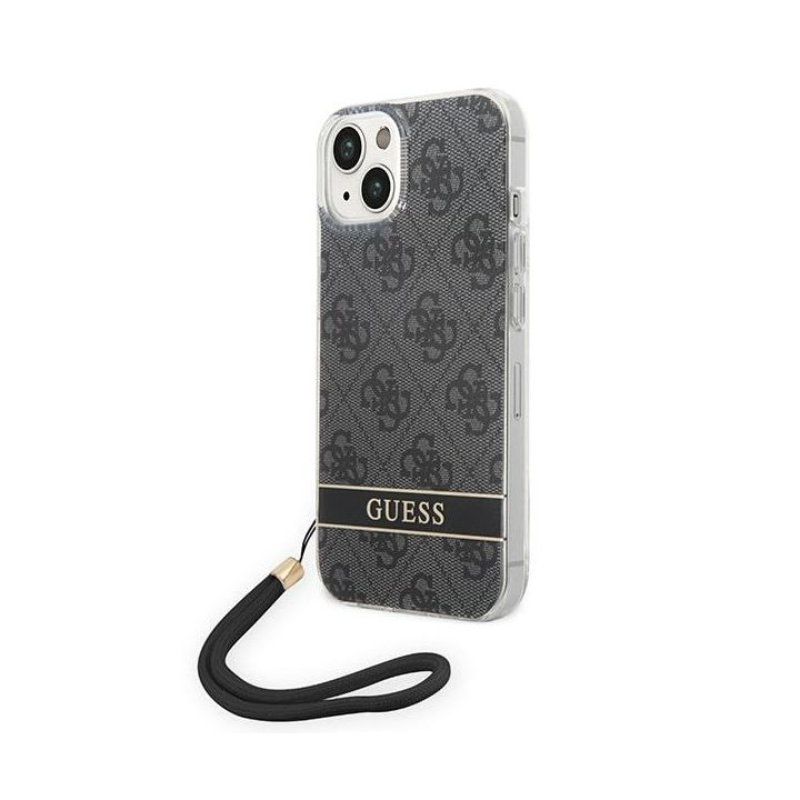 Guess GUOHCP14MH4STK iPhone 14 Plus/ 15 Plus 6.7" czarny/black hardcase 4G Print Strap na NearMe.pl
