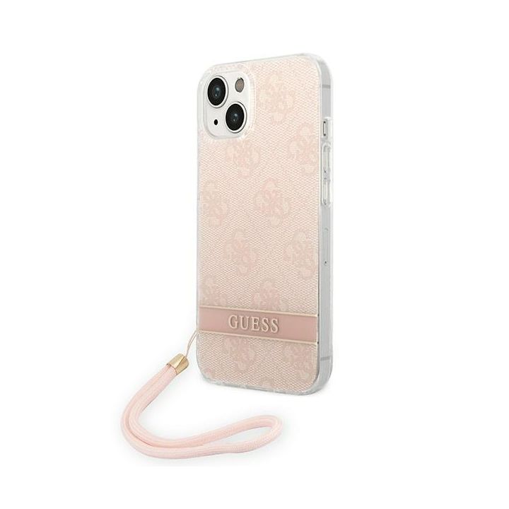 Guess GUOHCP14MH4STP iPhone 14 Plus / 15 Plus 6.7" różowy/pink hardcase 4G Print Strap na NearMe.pl