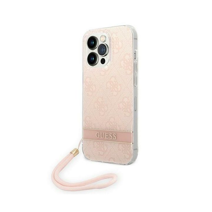Guess GUOHCP14XH4STP iPhone 14 Pro Max6,7" różowy/pink hardcase 4G Print Strap na NearMe.pl