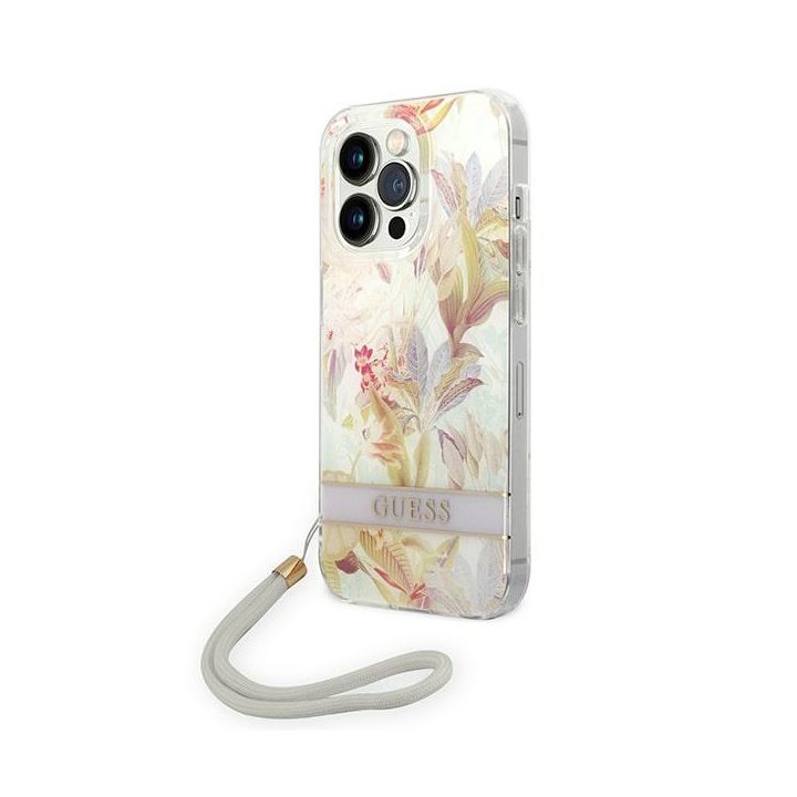 Guess GUOHCP14LHFLSU iPhone 14 Pro 6,1" fioletowy/purple hardcase Flower Strap na NearMe.pl