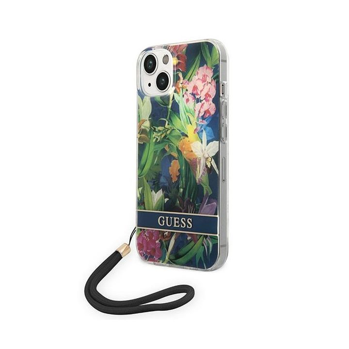 Guess GUOHCP14SHFLSB iPhone 14 / 15 / 13 6.1" niebieski/blue hardcase Flower Strap na NearMe.pl