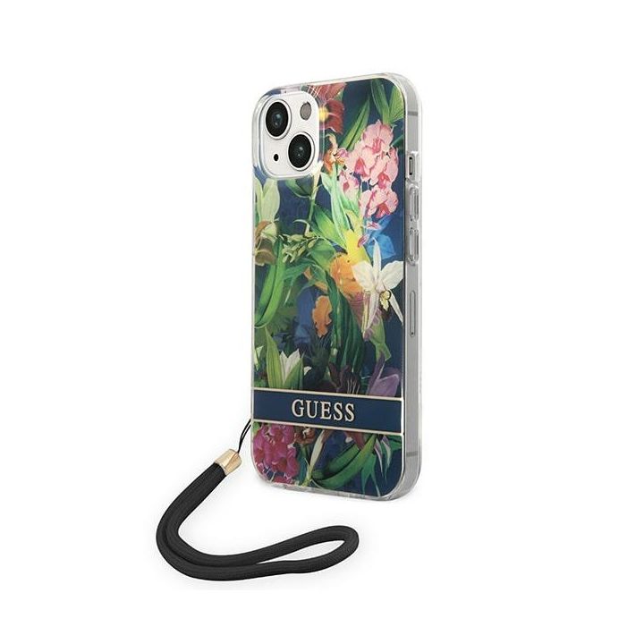 Guess GUOHCP14MHFLSB iPhone 14 Plus / 15 Plus 6.7" niebieski/blue hardcase Flower Strap na NearMe.pl
