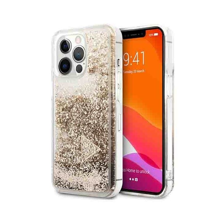 Guess GUOHCP14LGLHFLGO iPhone 14 Pro 6,1" złoty/gold hardcase Glitter Charms na NearMe.pl