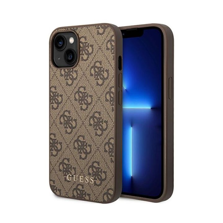 Guess GUHCP14SG4GFBR iPhone 14 / 15 / 136.1" brązowy/brown hard case 4G Metal Gold Logo na NearMe.pl
