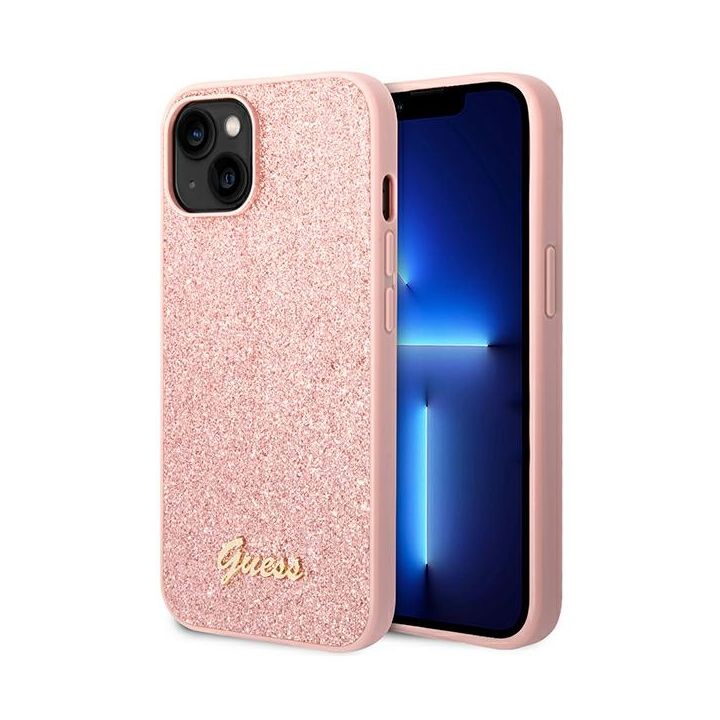 Guess GUHCP14MHGGSHP iPhone 14 Plus/ 15 Plus 6.7" różowy/pink hard case Glitter Script na NearMe.pl