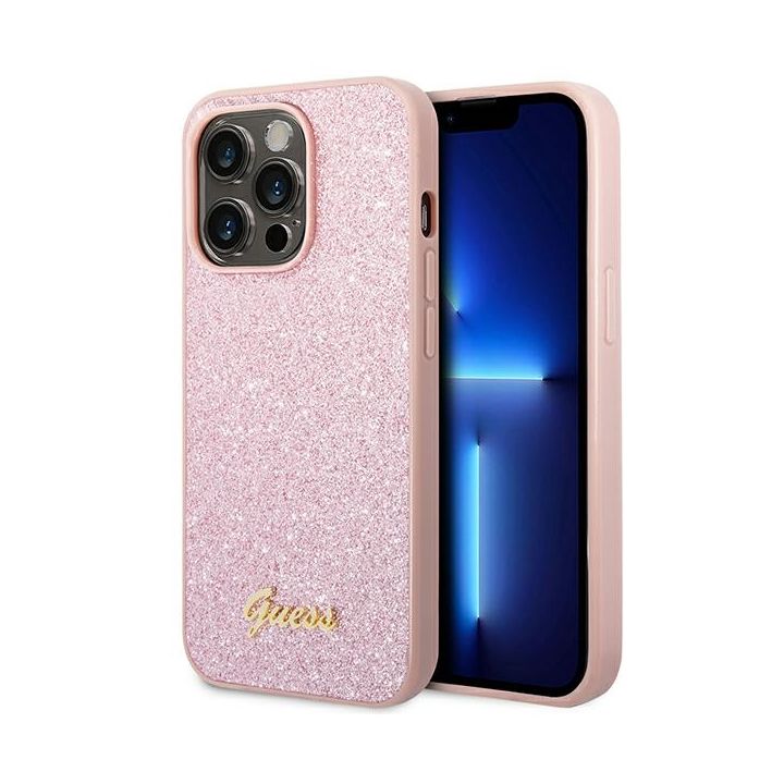 Guess GUHCP14XHGGSHP iPhone 14 Pro Max6,7" różowy/pink hard case Glitter Script na NearMe.pl