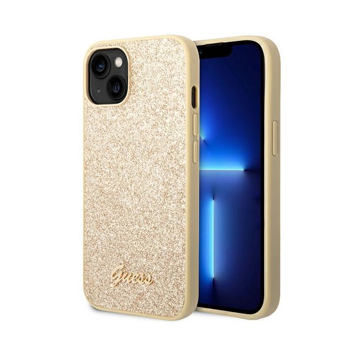Guess GUHCP14MHGGSHD iPhone 14 Plus / 15 Plus 6.7" złoty/gold hard case Glitter Script na NearMe.pl