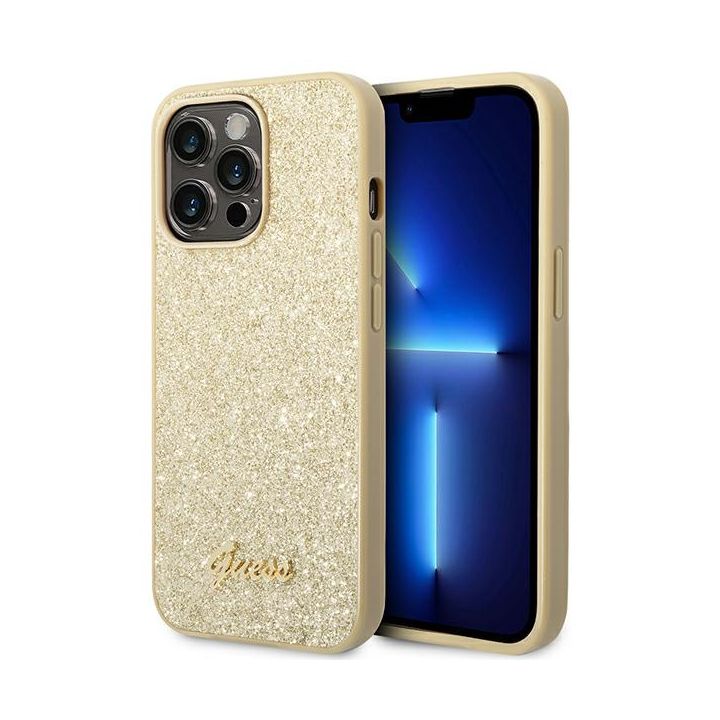 Guess GUHCP14LHGGSHD iPhone 14 Pro6,1" złoty/gold hard case Glitter Script na NearMe.pl
