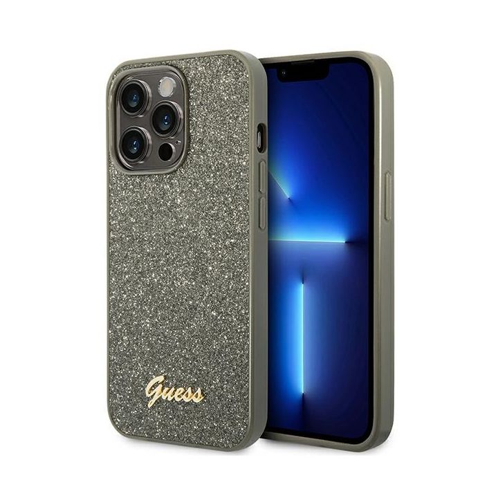 Guess GUHCP14LHGGSHN iPhone 14 Pro6,1" zielony/green hard case Glitter Script na NearMe.pl
