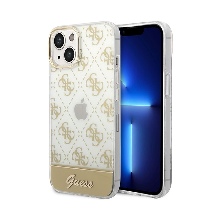 Guess GUHCP14MHG4MHG iPhone 14 Plus / 15 Plus 6.7" złoty/gold hardcase 4G Pattern Script na NearMe.pl
