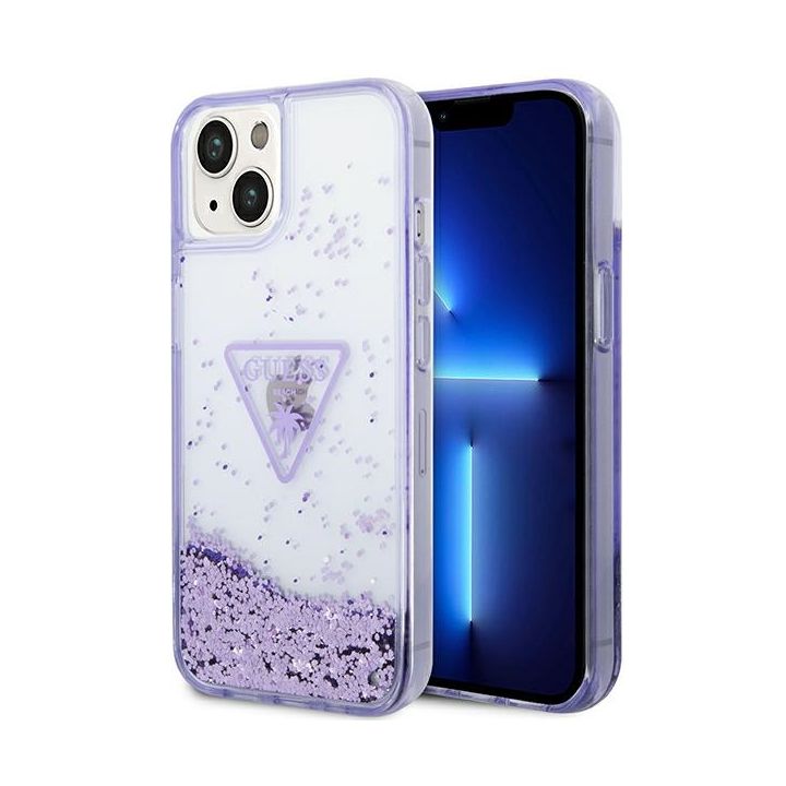Guess GUHCP14MLFCTPU iPhone 14 Plus / 15 Plus 6.7" fioletowy/purple hardcase Liquid Glitter Palm Collection na NearMe.pl