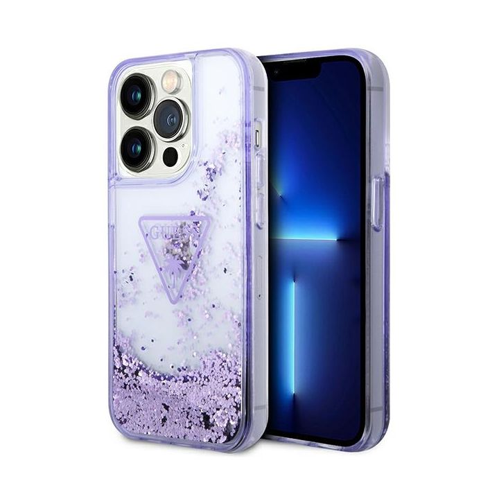 Guess GUHCP14LLFCTPU iPhone 14 Pro 6,1" fioletowy/purple hardcase Liquid Glitter Palm Collection na NearMe.pl