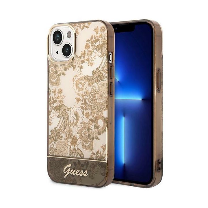 Guess GUHCP14MHGPLHC iPhone 14 Plus / 15 Plus 6.7" ochre hardcase Porcelain Collection na NearMe.pl