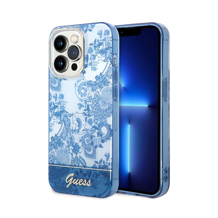 Guess GUHCP14LHGPLHB iPhone 14 Pro 6,1" niebieski/blue hardcase Porcelain Collection na NearMe.pl