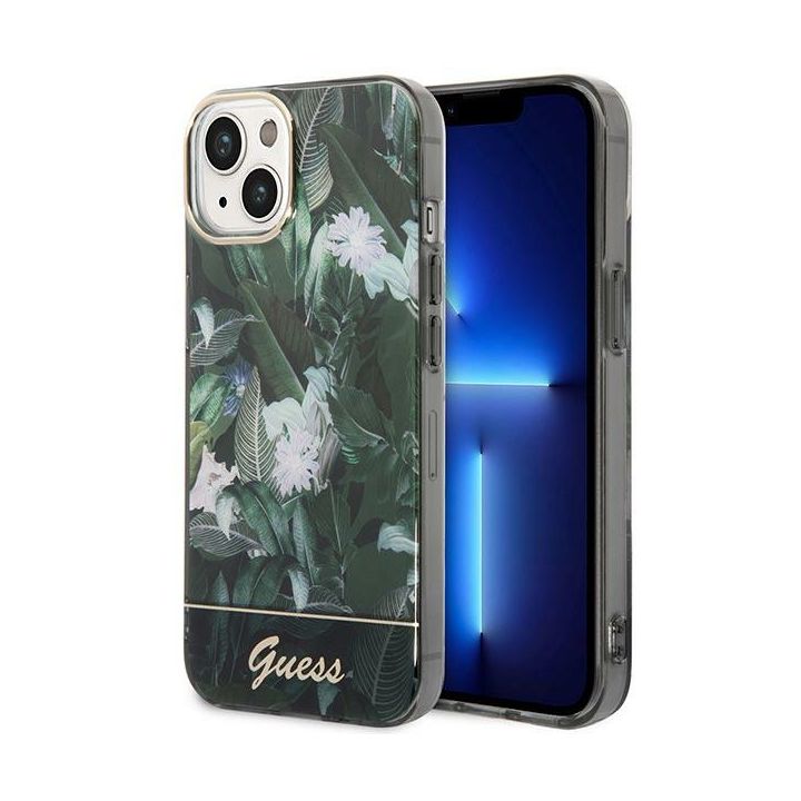 Guess GUHCP14SHGJGHA iPhone 14 / 15 / 13 6.1" zielony/green hardcase Jungle Collection na NearMe.pl