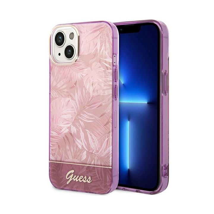 Guess GUHCP14MHGJGHP iPhone 14 Plus / 15 Plus 6.7" różowy/pink hardcase Jungle Collection na NearMe.pl