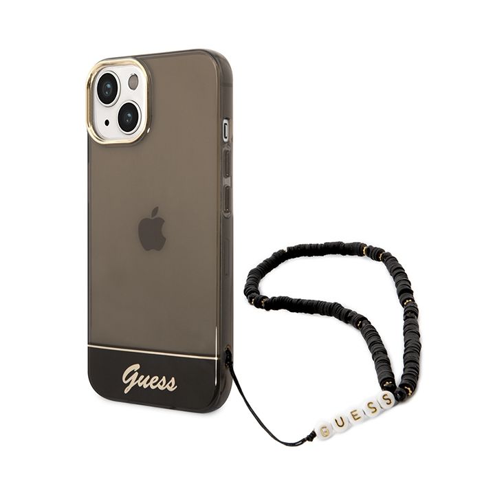 Guess GUHCP14SHGCOHK iPhone 14 / 15 / 13 6.1" czarny/black hardcase Translucent Pearl Strap na NearMe.pl
