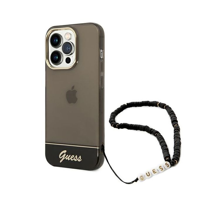 Guess GUHCP14LHGCOHK iPhone 14 Pro6,1" czarny/black hardcase Translucent Pearl Strap na NearMe.pl