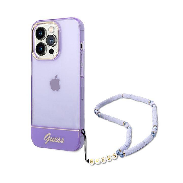 Guess GUHCP14LHGCOHU iPhone 14 Pro 6,1" fioletowy/purple hardcase Translucent Pearl Strap na NearMe.pl